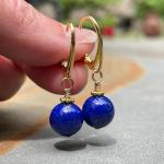 Boucles d'oreilles pendantes bleus foncé à perles à motif fleurs pour femme 