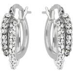Boucles d'oreilles argentées en cristal en argent 18 carats avec certificat d'authenticité classiques pour femme 