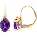 Boucles d'oreilles Juwelo violettes en or jaune en diamant 10 carats pour femme en promo 