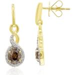 Boucles d'oreilles cognac en or jaune en diamant 18 carats pour femme en promo 
