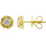 Boucles d'oreilles blanches en or jaune en diamant 18 carats pour femme en promo 
