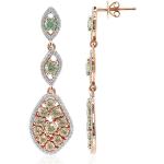 Boucles d'oreilles vertes en or rose en diamant 14 carats pour femme 