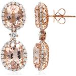 Boucles d'oreilles roses en or rose en diamant 18 carats pour femme 