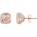 Boucles d'oreilles roses en or rose en diamant 14 carats pour femme 