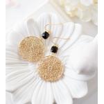 Boucles d'oreilles pendantes dorées en verre style bohème pour femme 