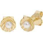 Boucles d'oreilles en perles Juwelo blanches en or jaune à perles 9 carats pour femme en promo 