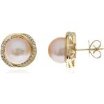 Boucles d'oreilles en perles blanches en or jaune à perles 14 carats pour femme 