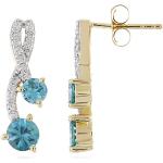 Boucles d'oreilles Amayani bleues en or jaune en diamant 14 carats pour femme en promo 