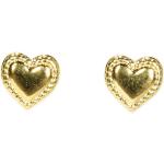 Boucles d'oreilles coeur dorées en or à clous à motif papillons 14 carats 
