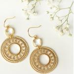 Boucles d'oreilles pendantes de mariée dorées en cristal orientales pour femme 