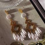 Boucles d'oreilles de mariage blanches à perles ethniques style bohème pour femme 