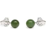 Boucles d'oreilles vert jade finition polie en argent pour femme 