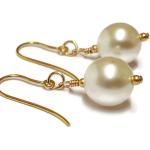 Boucles d'oreilles pendantes pour la fête des mères dorées à perles 9 carats pour femme 
