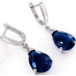 Boucles d'oreilles pendantes de demoiselle d'honneur bleus foncé en or rose 14 carats pour femme 