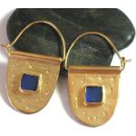 Boucles d'oreilles bleu marine en or en argent 18 carats 