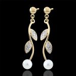 Boucles d'oreilles pendantes Edenly blanches en or jaune à perles 9 carats pour femme 