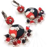 Boucles d'oreilles rouges en cristal à perles ethniques style ethnique 