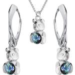 Boucles d'oreilles pour la fête des mères bleues en cristal à motif ours en argent look fashion pour femme 
