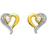 Boucles d'oreilles coeur en or 18 carats avec certificat d'authenticité look fashion pour femme 