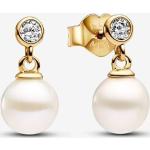 Boucles d'oreilles pendantes Pandora Timeless blanches en métal à perles look fashion pour femme 