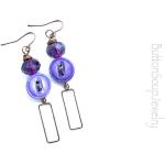 Boucles d'oreilles pendantes violettes en métal à perles look vintage pour femme 