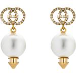Boucles d'oreilles en or de créateur Gucci dorées à perles pour femme 