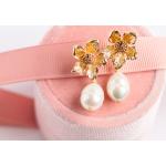 Boucles d'oreilles argentées en argent à perles à motif fleurs en argent classiques pour femme 