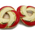 Boucles d'oreilles à clip rouges en émail look vintage 
