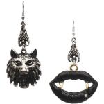 Boucles d'oreilles pendantes en zinc à motif loups look gothique pour femme 