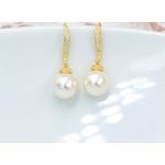Boucles d'oreilles en perles de mariée argentées en cristal à perles romantiques pour femme 