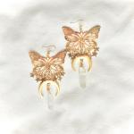 Boucles d'oreilles en or argentées en plaqué Or à motif papillons pour femme 