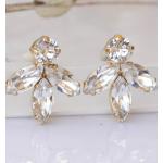 Boucles d'oreilles de mariée argentées en cristal en argent 24 carats 