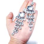 Boucles d'oreilles de mariage argentées en cristal à strass en argent look gothique 