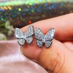 Boucles d'oreilles pendantes en cristal à motif papillons look fashion pour femme 