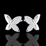 Boucles d'oreilles Edenly blanches à motif papillons en or blanc 9 carats pour femme 