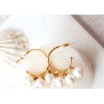 Boucles d'oreilles en perles pour la Saint-Valentin dorées en or à perles 18 carats look casual pour femme 