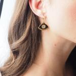 Boucles d'oreilles pendantes gris plomb en or 24 carats pour femme 
