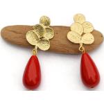 Boucles d'oreilles pendantes rouges en résine look fashion pour femme 