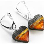 Boucles d'oreilles argentées en bois en argent en ambre pour femme 