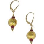 Boucles d'oreilles en or dorées en cristal à perles avec rubis style ethnique 
