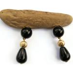 Boucles d'oreilles pendantes dorées en métal à perles rétro pour femme 