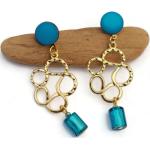 Boucles d'oreilles pendantes turquoise en métal à perles pour femme 
