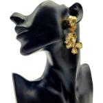 Boucles d'oreilles pendantes blancs cassés en métal à strass look vintage pour femme 