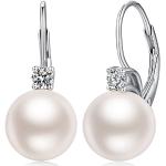 Boucles d'oreilles de mariage argentées en or rose à perles en argent look fashion pour femme 