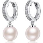 Boucles d'oreilles de mariage argentées en or rose à perles en argent look fashion pour femme 