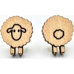 Boucles d'oreilles marron en érable à clous à motif moutons 