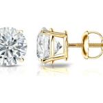 Boucles d'oreilles blanches en or jaune à clous en or blanc 14 carats en diamant classiques pour femme 