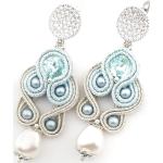 Boucles d'oreilles en perles de mariée bleus clairs à perles pour femme 
