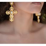 Boucles d'oreilles en perles de mariage blanc d'ivoire en or à perles 24 carats pour femme 