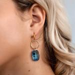 Boucles d'oreilles argentées en cristal en argent 24 carats pour femme 